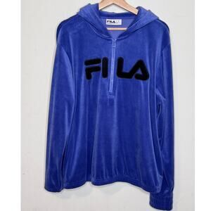 Vintage FILA Womens Indigo 1/4 Zip Hoodie Pullover Sweatshirt Long Sleeve XL
